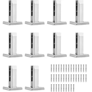 VEVOR Glass Clamp, 4 PCS Rectangle Glass Railing Bracket for 5/16 - 1/2 (8 - 12mm) Tempered Glass, 304 Stainless Steel Glass Mounting Clamp, Glass Shelf Bracket for Balcony, Garden, Pool, StairVEVOR Super Brand Day