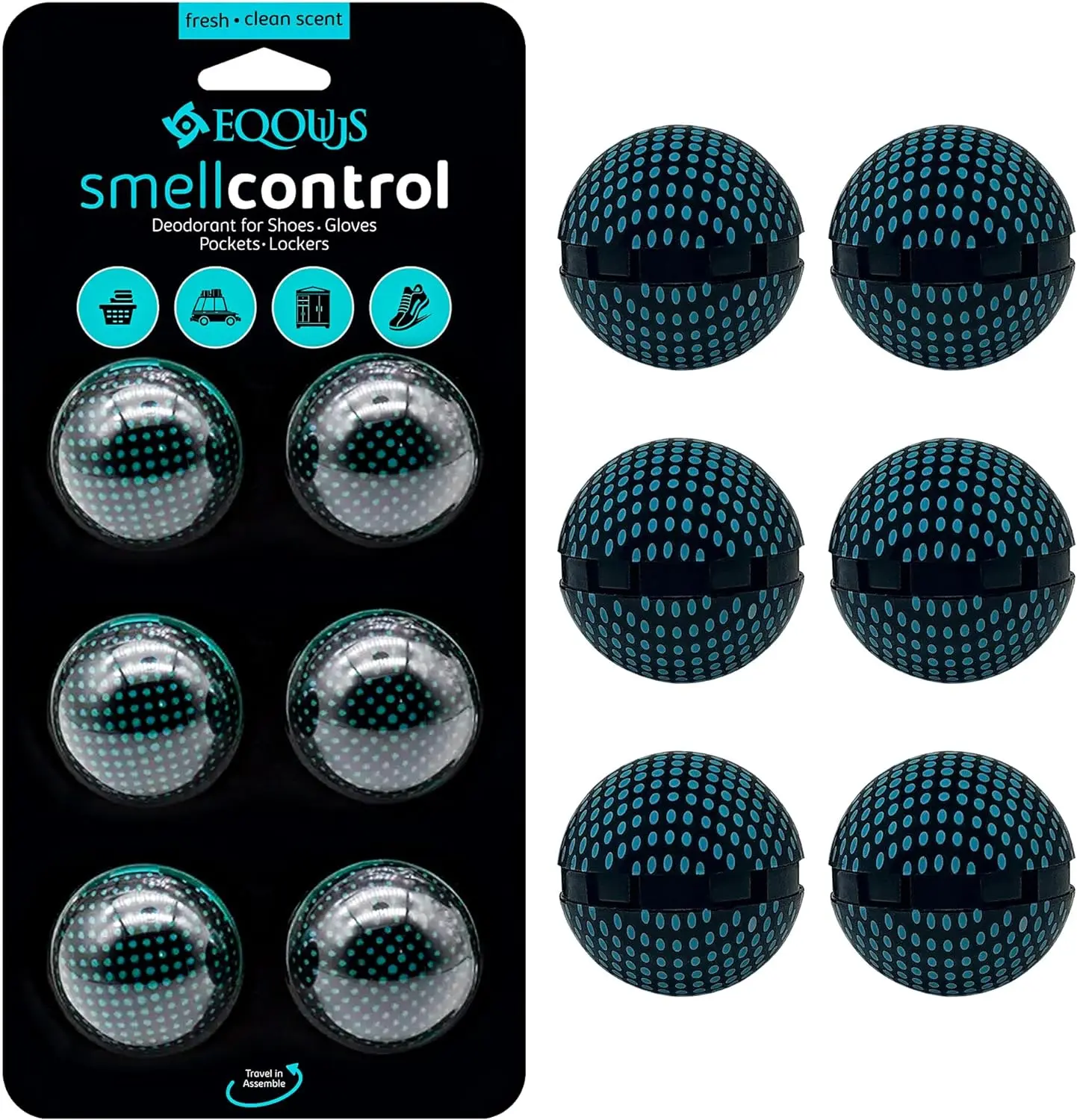 EQOUUS Premium Odor-Fighting Deodorizer Balls for Shoes, Cars, Closets, Lockers, Gym bags - Long-Lasting & Eco-Friendly, Infused With Natural Essential Oil Odor-Combating Formula (FRESH LINEN) Footwear Comfort For Parent Bedroom