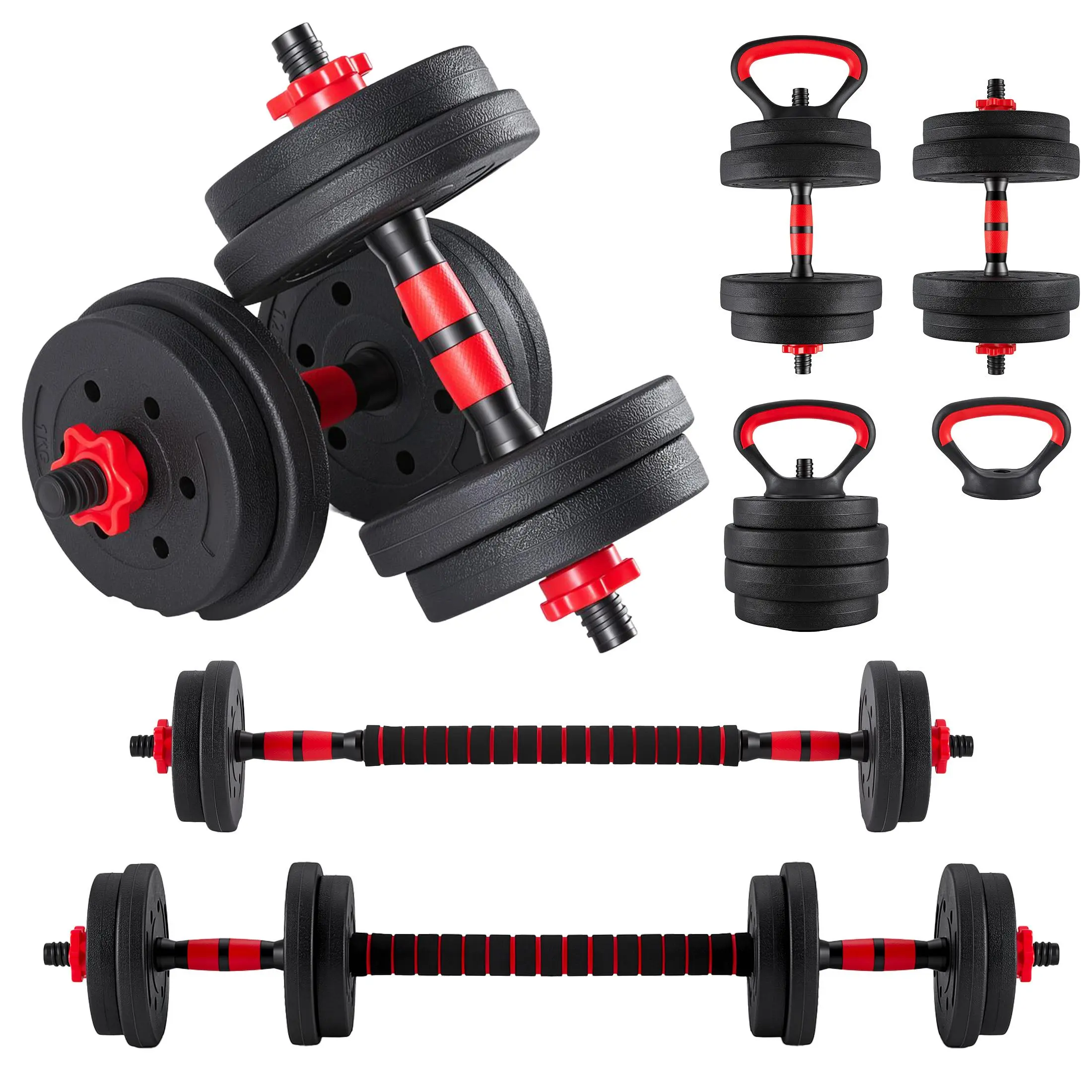 Adjustable Dumbbell Set 20/40/60 lbs – 5-in-1 Weight Combination for Dumbbells, Barbells, Kettlebells, Plates & Push-Up Stands