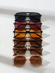 6 Pairs Fashionable Double Bridge Large Frame Aviator Sunglasses, Portable Shades for Daily Commute, Casual Streetwear, Beach Vacation