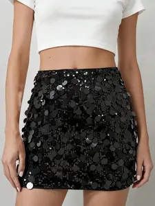 Women's A-Line Skirt, Elegant Bling Design, Slimming Fit, Short Floral Pattern, Perfect for Dating and Daily Wear