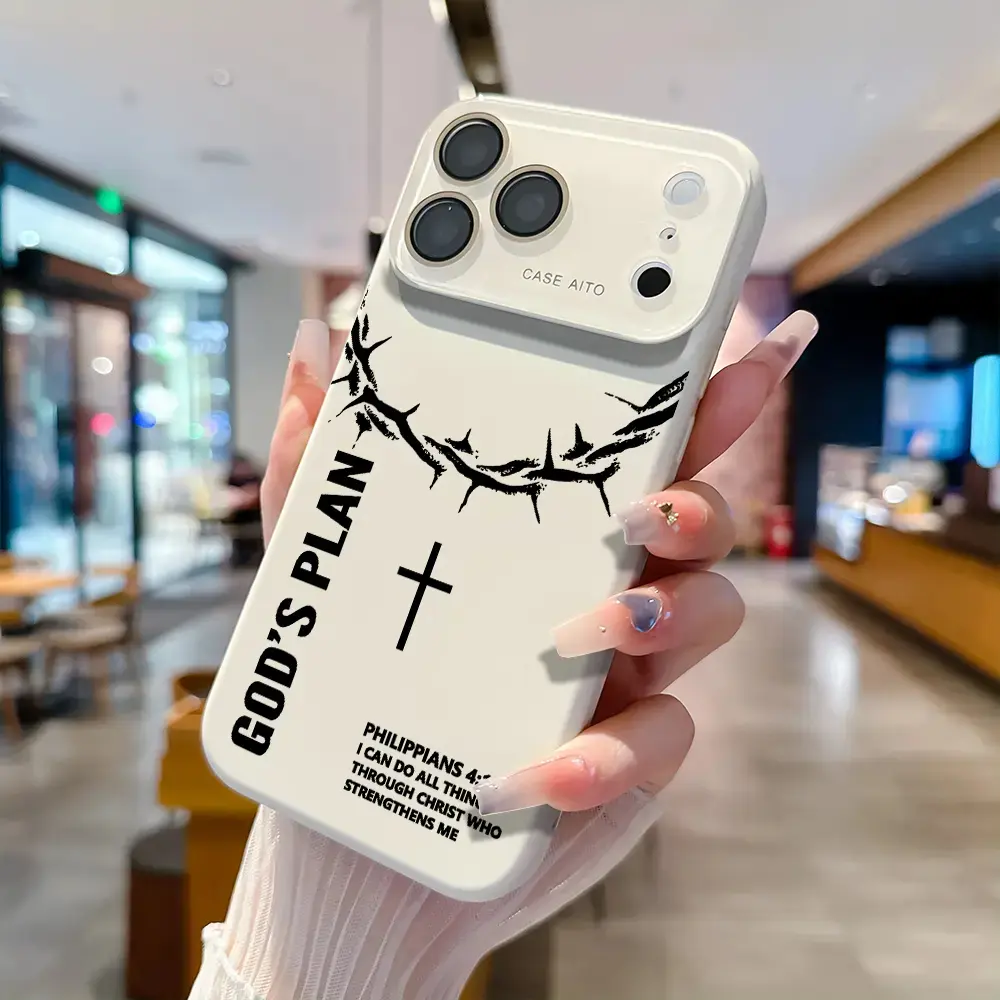 Christianity God's plan Philippians 4:13 Bible Cross Solid Color with Ultra Skin friendly Touch, All Inclusive Lens Phone Case Suitable for iPhone 17 Pro Max Air 16 15 14 13 12 Heavy Duty Cushion Bumper Protective Cover