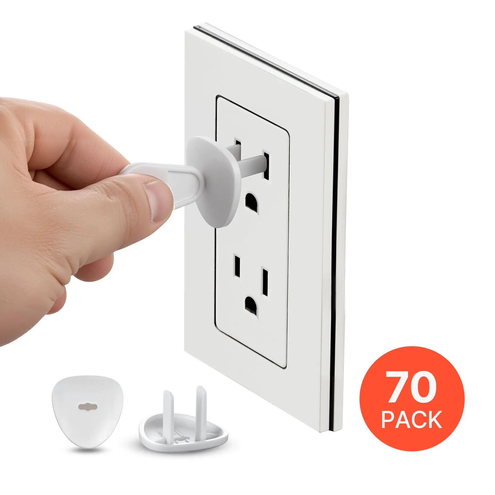 【Summerfinds】VEVOR 70-Pack ABS Plastic Outlet Covers, Shockproof Compact Insulated Socket Protector Caps with Snug Insert & 7 Disassembly Keys, 0.91x1.26x1.3 in/1.77x0.87x0.14 in, Easy-Install, Versatile for Your Space, White (For Home Nurseries), 1.77 X