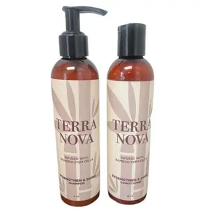 Terra Nova Strengthen & Shine Shampoo and Conditioner Kit - Argan, Avocado, Hyaluronic Acid Haircare Set with Cleanser & Moisturizer for Hair Strength & Radiance