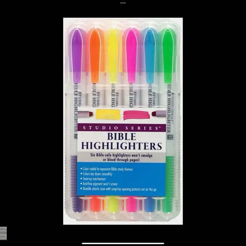 6-Piece Bible Highlighter Marker Set - Highlighting, Writing, Correction Tool for Office Stationery Supplies, Six Pieces
