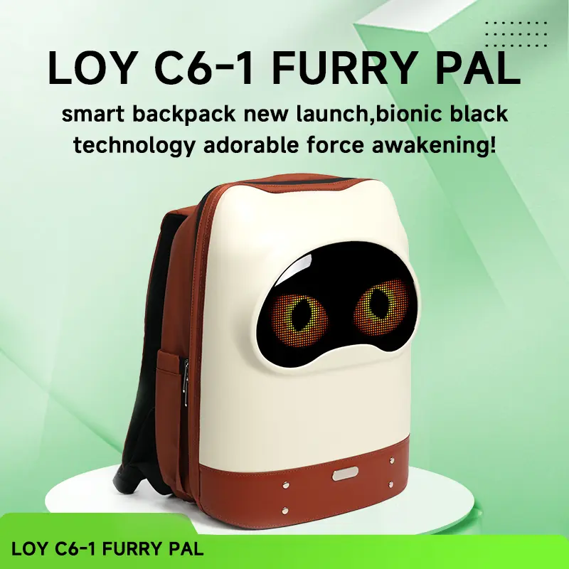 Furry Pal LOY C6-1 Smart LED Customizable Backpack for Women, APP-Controlled High Brightness LED, USB-Powered Dual-Shoulder Design, Travel Outdoor Use (Power Bank Not Included)