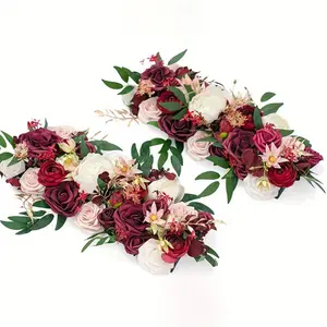 2 Pcs/ Set Artificial Wedding Arch Floral Arrangements for Wedding Ceremony Backdrop Reception Table Decoration