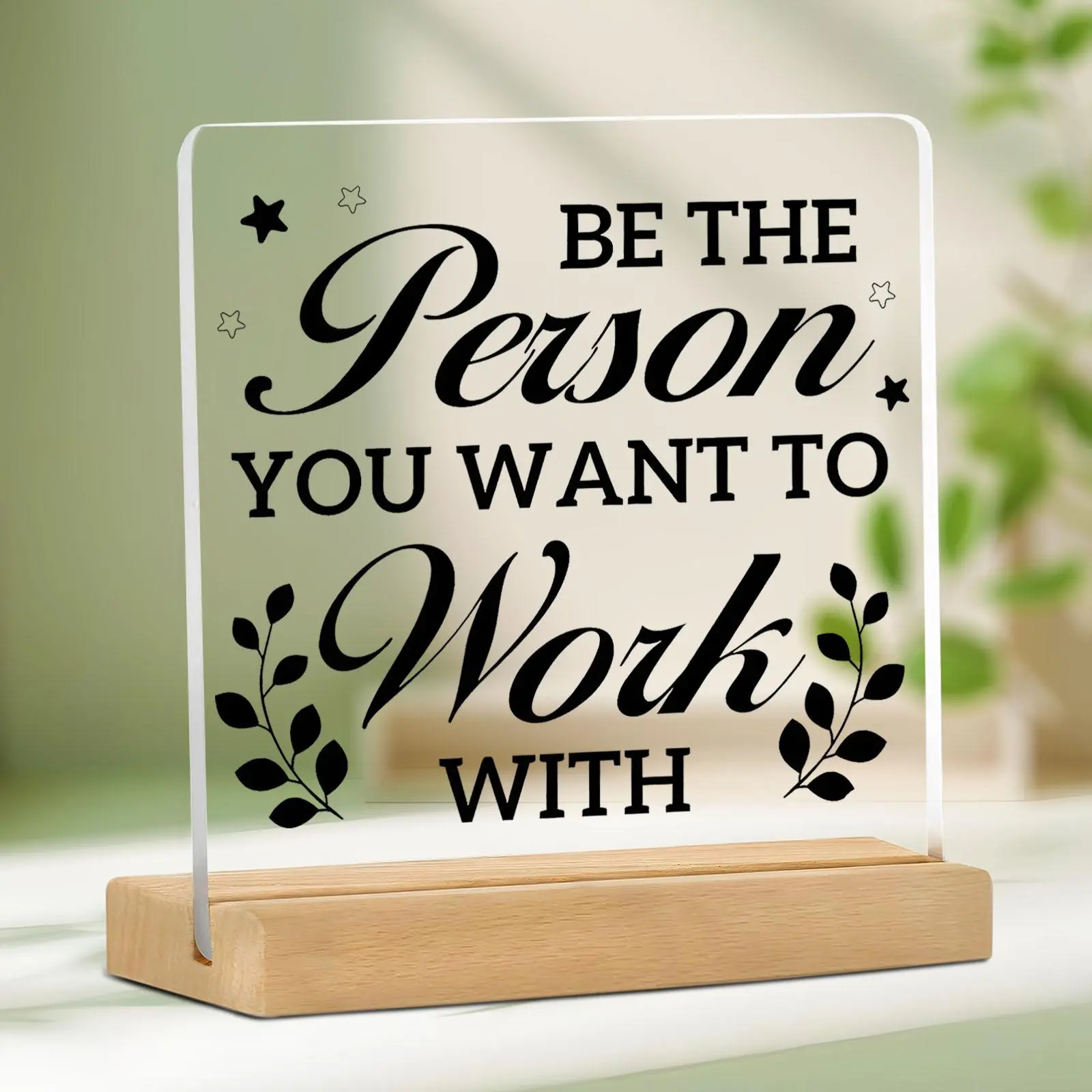 Acrylic Desktop Ornament, Creative Work with You Themed Desktop Decoration, Home Office Desk Decor, Inspirational Acrylic Ornament for Colleague, Boss, Signs