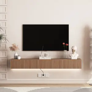 Floating TV Stand Wall Mounted with 16 Color LEDs,69" Modern TV Stand, Floating TV Cabinet Entertainment Center for 55 60 65 Inch TV