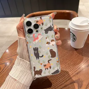 Phone Case - Adorable Cats in Nature Design Clear Space Shell, TPU Shock-Resistant Full Coverage Precision Protective Case, Suitable for Iphone 6/7/8/Xr/X/Xs/Xs Max/11/12/13/14 Pro/15 Plus/16 Pro Max/17 Air And Other Various Models