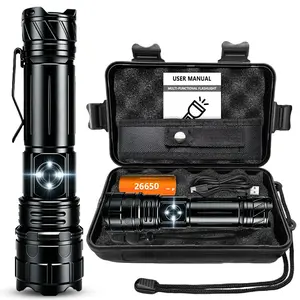 High Lumen Rechargeable Tactical Flashlight, Battery Level Indicator, 5 Light Modes, Aluminum Alloy, Portable Pen Clip, Overcharge Protection, Long Lasting