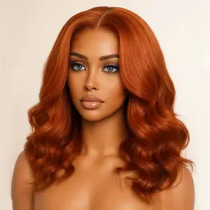 【Clearance Sale】 Ginger Orange Body Wave Wig Human Hair 4X4 HD Transparent Lace Frontal Wigs Human Hair Pre Plucked With Baby Hair Glueless Curly Wig Curly Wavy Blonde