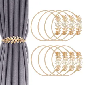 8 Pack Curtain Tiebacks Set,Spring Design Curtain Holdback,Leaf Carving Design Curtain Ties for Drapes,Modern Style Curtain Holdback Decor,Christmas Party Gifts,Hand Tools Kits