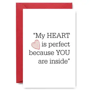 1PC Romantic Valentine's Card with My HEART is perfect because YOU are inside Slogan For Boyfriend Girlfriend Perfect for Deep Sweet Wishes Ideal for Romantic Bonds Adds Warmth to Greetings