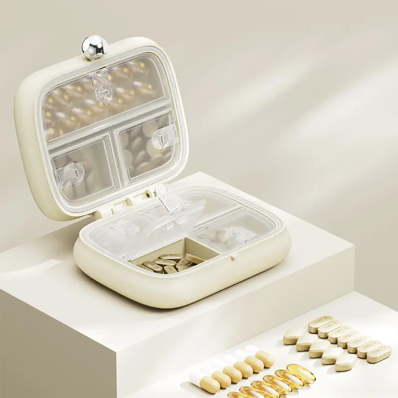 Portable pill box, mini pill box for three meals a day, mini pill container for carrying medication, pills, and health supplements, Supplement Organizer, Vitamin Organizer
