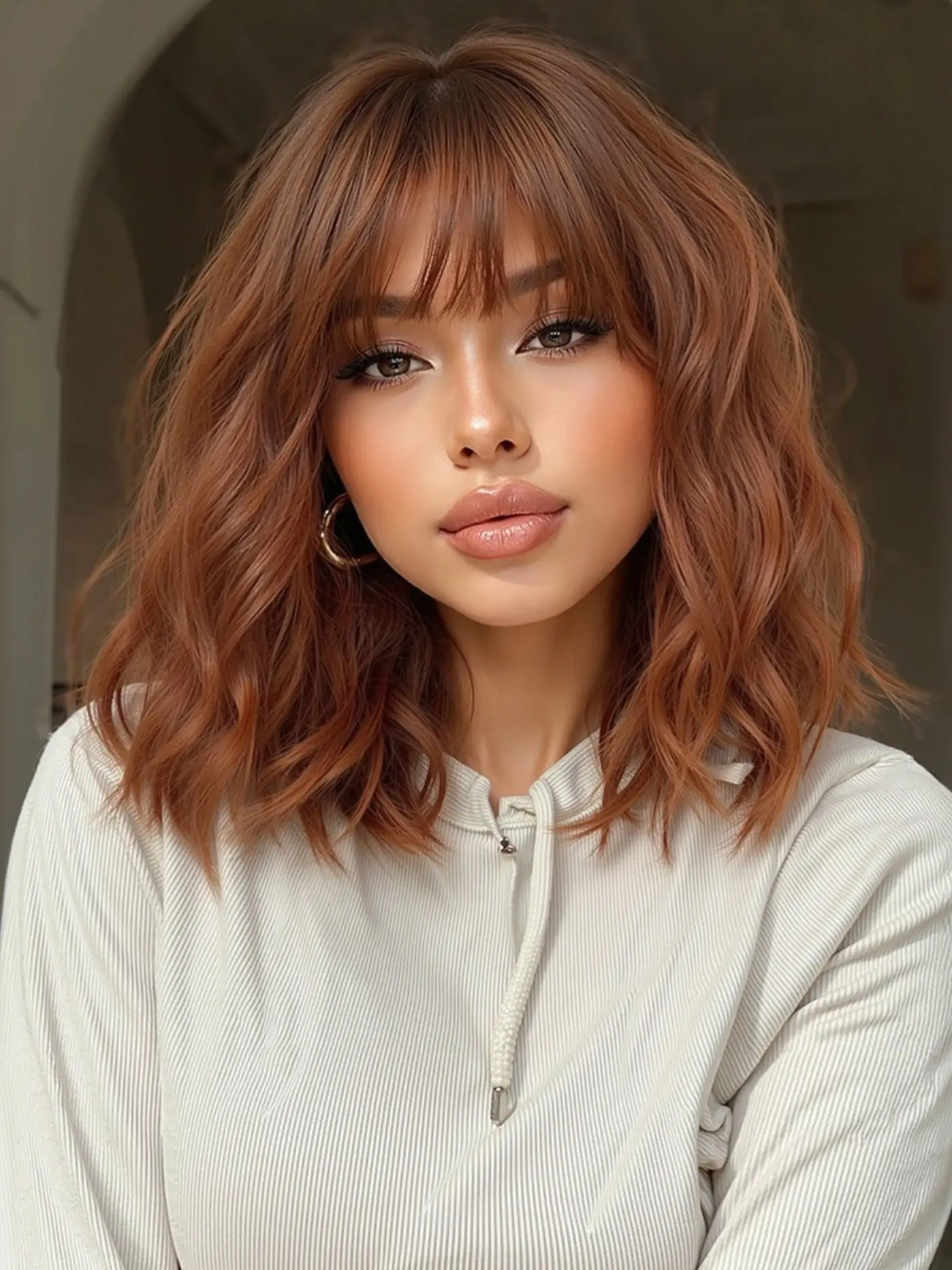 14 Inch Bangs Short Curly Bob Wig, Bob Cut Wig, Synthetic Machine Wigs, Natural Look Heat Resistant Fiber, Daily Wear for Women, Stylish and Durable Hairpiece