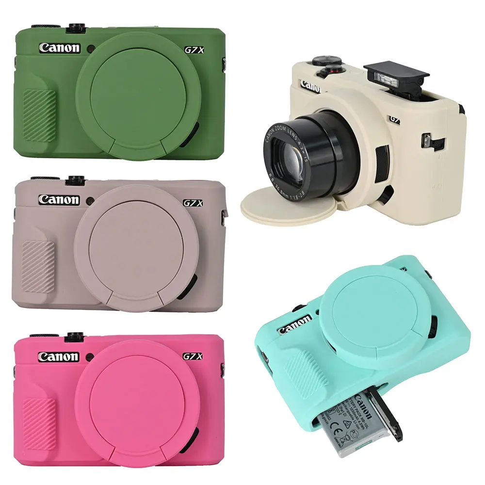 Soft Rubber Silicone Camera Case with Lens Protector, Armor Body Cover Skin for Canon PowerShot G7X Mark 2-3, G7XII-G7XIII Camera Protection Accessories