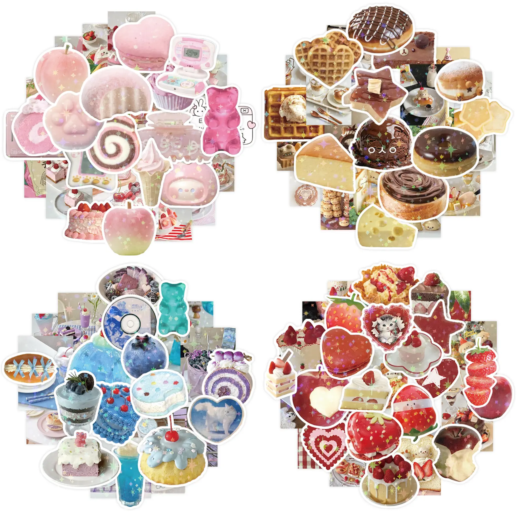 PRSTINCOL 200+ Kawaii Japanese Food Sticker Set - Adhesive, Colorful Paper, Decorative, Die-Cut Stickers (Mixed Sizes) for Planners, DIY Crafting Projects, Adhesive Stickers Stickers