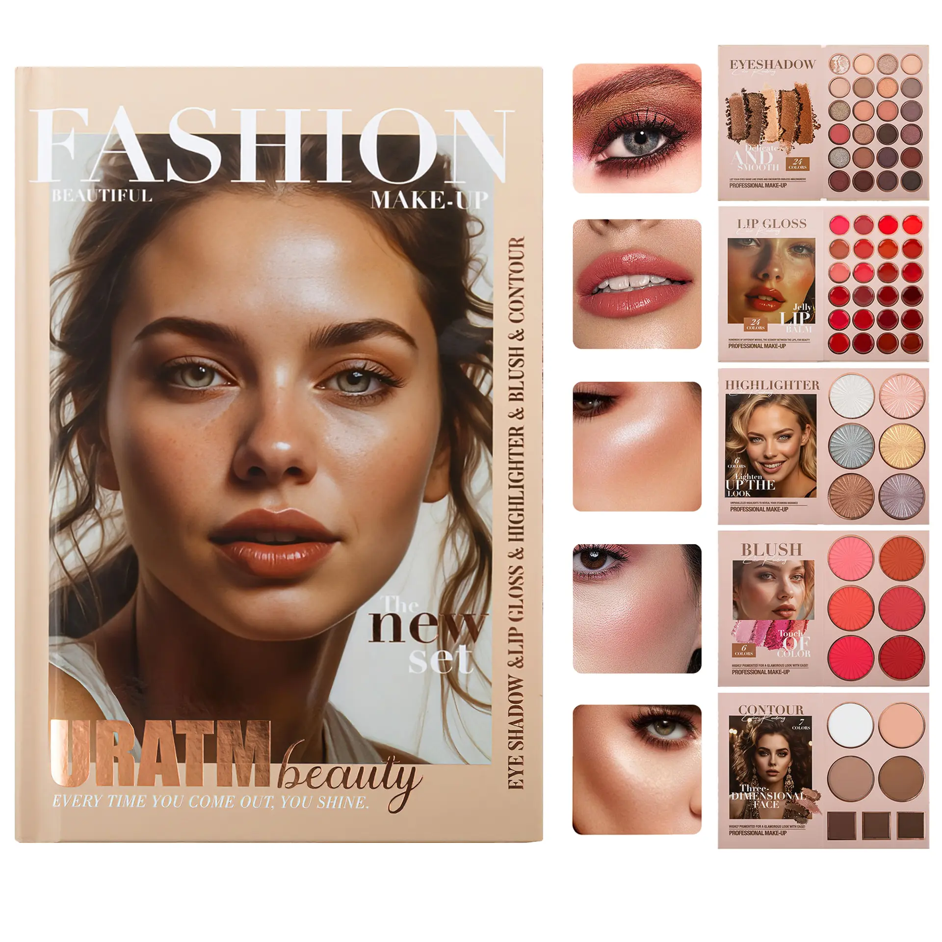67-Color Makeup Kit Set - Complete Face Palette with Eyeshadow, Lip Gloss, Blush, Contour & Highlighter for a Professional Glowing Makeup Look, Suits All Skin Types, Lip Cosmetic Set, Color Correction, 24 Eyeshadows, 24 Months, 500G, 6 Blushes, Gift, Glos