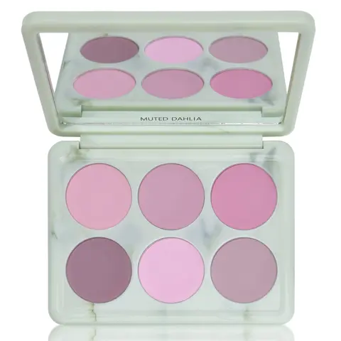 Adept Cosmetics - Muted Dahlia 6-Shade Cool Toned Pink Blush Palette – Matte Powder Blush with Soft-Focus Airbrushed Finish, Buildable Color