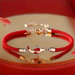 Elegant Handwoven Red String Bracelet with Exquisite Lucky Koi Fish Charm, Adjustable Comfort Fit Design, Stylish Spiritual Amulet Jewelry Suitable for Both Men and Women Daily Wear