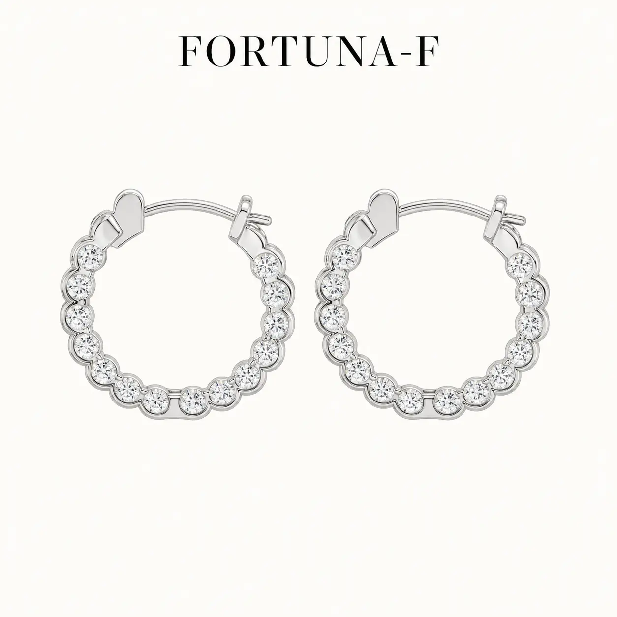 FORTUNA-F 3mm Round Moissanite Eternity Hoop Earrings, 2.60 CT Total Weight, Statement Earrings for Women