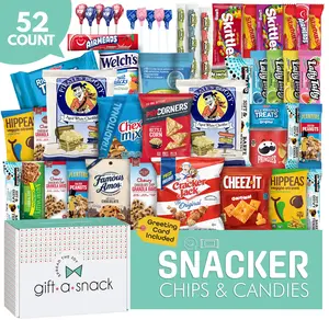 Gift A Snack Deluxe Snack Variety Pack Gift Box (52 Count) Chips, Cookies, Candy, Crackers - Snack Box Gift Basket