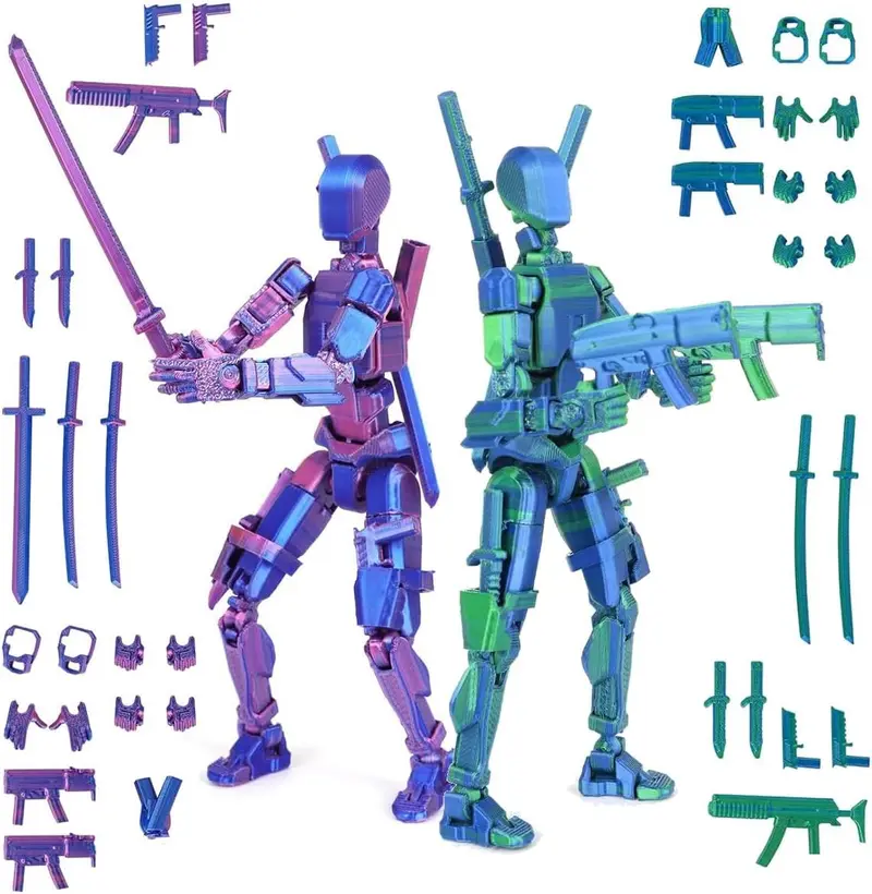 T13 3D Action Figure Set (Assembly Completed), 3D Printed Multi-Jointed, Titan 13 Action Figures, Multi-Articular Lucky Mobile Robot  Desktop Decorations for Game Lovers Toys