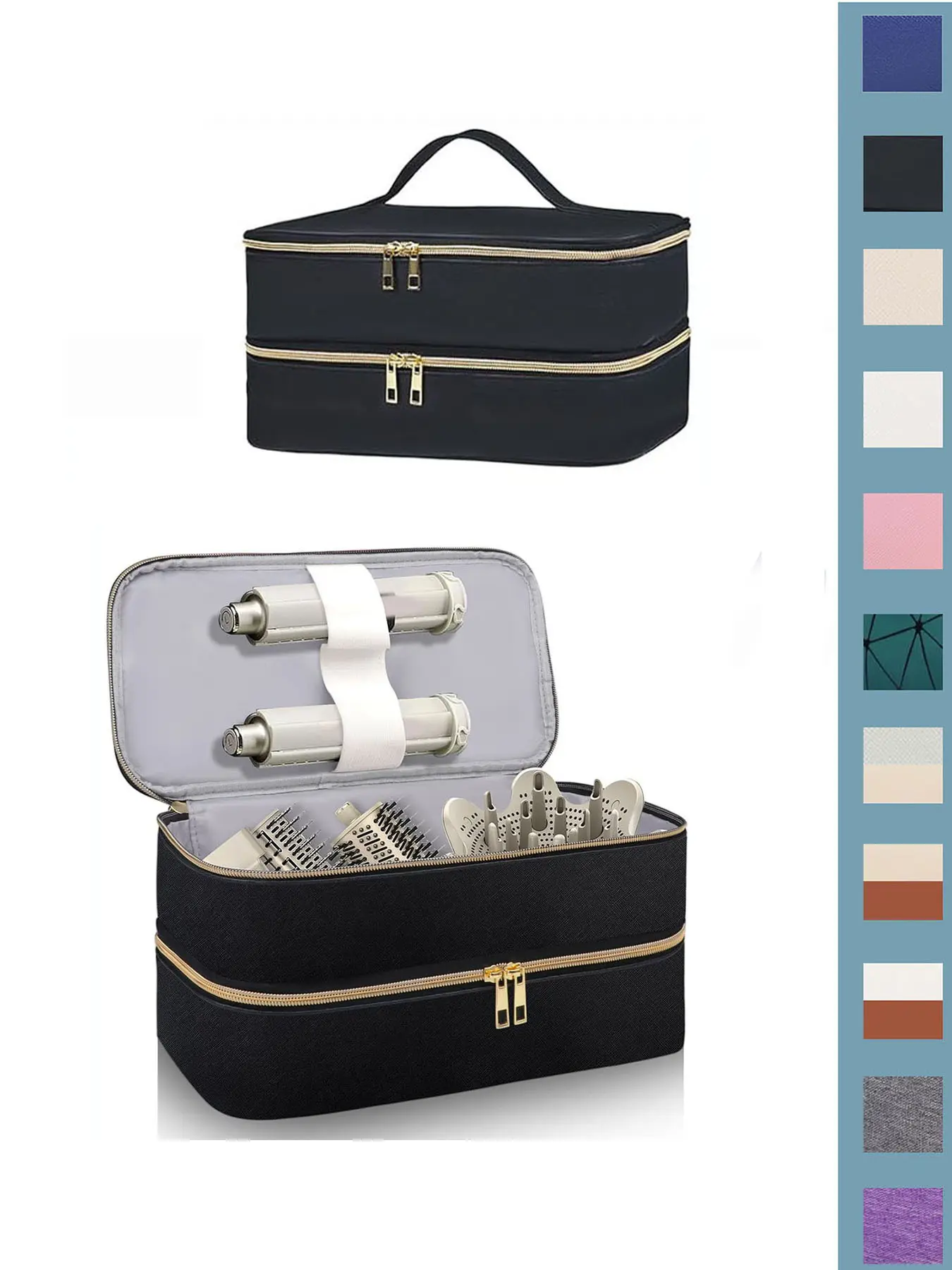 Hair Styling Hairdryer Storage Bag, Portable Travel Organizer for Hair Tools & Accessories, Dual-Layer Scissors Barber Tool Holder, Hair Diffuser, Hair Straightener Brush, Blow Dryer Brush, Hair Rollers, Travel Essentials, Brush Pouch