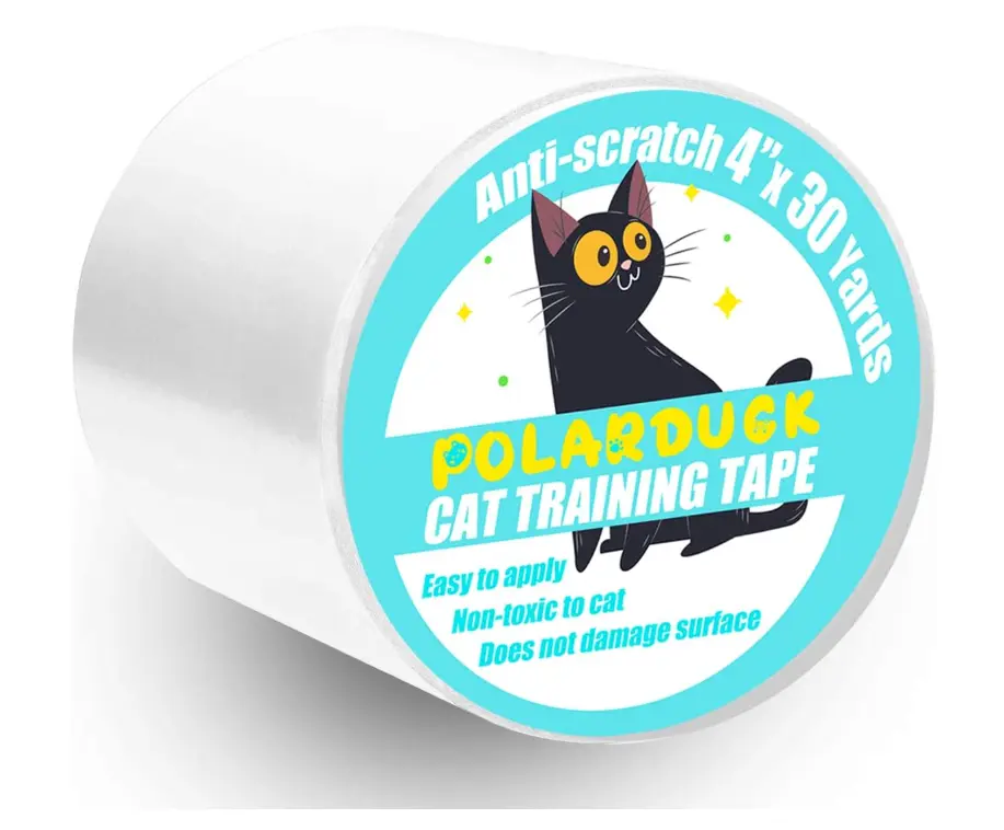 Polarduck Anti-Cat Scratch Double-Sided Tape, 4in x 30yd Transparent Deterrent, Non-Toxic Furniture Protector for Couch, Home Decor, Easy Installation, Surface-Safe for Pets & Kids