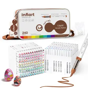 48/72/120/168/240 Colors Acrylic Paint Markers, Soft Brush Tip Marker Pens Set, Marker Bag & Holder, for Fabric, Wood, Stone, Canvas, Glass