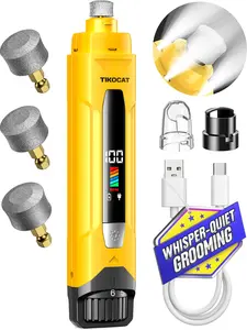 TIKOCAT Whisper-Quiet Dog Nail Grinder, 50% More Powerful 6-Speed Pet Nail Trimmer with LED Display & 4 LED Lights, 3 Grinding Bits, No Over-Cutting, Stress-Free Grooming for Dogs, Cats & All Sensitive Pets
