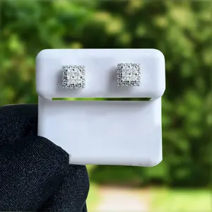 Moissanite Square Cut Stud Earrings - Sparkling Studs - 0.75 CTW Moissanite Earrings - Screw Back Studs - 925 Sterling Silver Stud