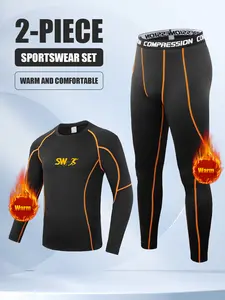 Men's One-Piece Compression Long-Sleeve Sports Tight-Fitting Workout Clothing Fabric: Sweat-wicking, Cooling, Quick-Drying