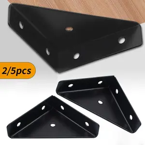 2/5pcs black corner code, fixed bracket, right angled triangle fastener, furniture repair, used for tables, chairs, cabinets, shelves