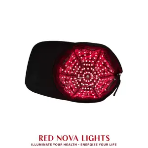 Red Nova Lights Red Light Therapy Hat for Hair Growth & Pain Relief 660nm + 850nm Dual Wavelength Output Hands Free Design USB Rechargeable Unisex Wearable LED Cap