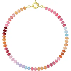 Beaded Gemstone Necklaces for Women, Boho Colorful Bead Choker Necklace, Natural Stone Handmade Summer Jewelry for Beach