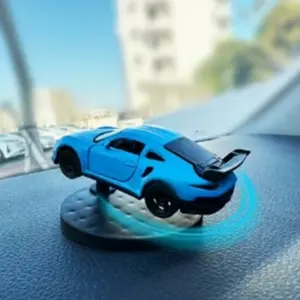 Creative Car Dashboard Ornament, Metal Car Shell, Blue Sports Car Style, Swinging with Turn, Nano Glue Adhesive, Sturdy Base, Easy to Remove, Automotive Car Interior Accessory, Car Interior Ornaments