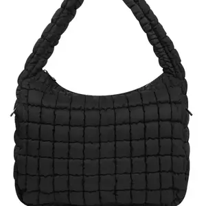 Large Capactity black women quilted puffer tote bag women fashion shoulder bag