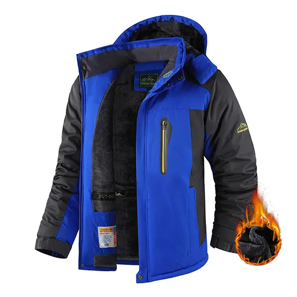 Men's Winter Fleece Lined Warm Mid-Length Jacket - Hooded, Waterproof Outdoor Clothing, Sports Fitness Outerwear for Winter Hiking, Skiing, Outdoor Themed Apparel, Premium Outdoor Apparel