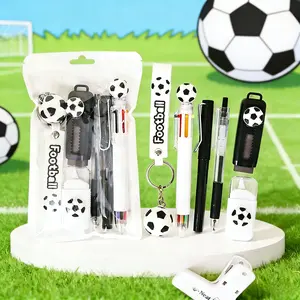 6-Piece Football Stationery Set, Includes Six-Color Pen, Pencil,Gel pen,Eraser, Correction Tape, Stationery Set For Birthdays and Children's Parties, School&Office Essentials