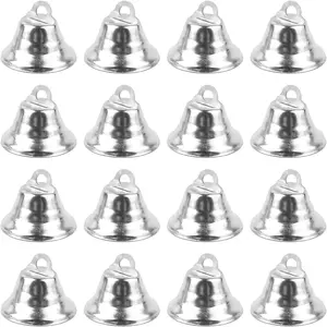 Framendino, 20 Pack Mini Jingle Bells with Hooks for Christmas Wedding DIY Wind Chimes Making 20MM Silver