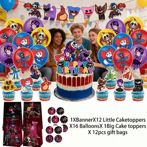 2026 Popular Horror Monster Game Character Party Supplies Decoration, gift bag, Birthday Set, Include Horror Theme Cake Topper, Happy Birthday Paper Cake Insert, Party Decor, Collectible Gift for Horror Game Fan, Perfect for Birthday Parties