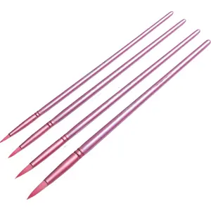 4/6Pcs Watercolor Paint Brushes Pointed Tip Paint Brushes Set Nylon Hair Wooden Handle Paint Brush Long Handle Flat Head Watercolor Brush for Acrylic Gouache Oil