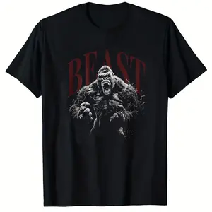 Wild graffiti gorilla animal monkey ape gorilla Casual Short sleeve Cotton T-Shirt