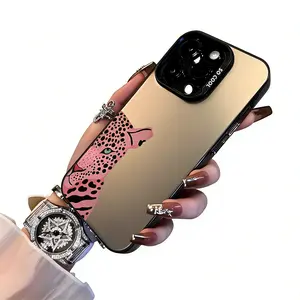 Trendy Pink Panther Animal Print Smartphone Cover, Baddie Aesthetic Leopard Wireless TPU Case, Shockproof Handheld Devices Accessory for iPhone X/11/12/13/14/15/16/17 Pro Max