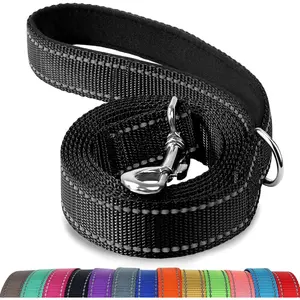 Pet Snap Leash Double-Sided Reflective Dog Leash, 6 FT/5 FT/4 FT, Padded Handle Nylon Heavy Duty Leashes for Medium & Large Dogs Walking, Black, 6FT dog leash