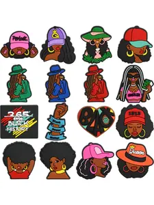 16-Piece Cool Girl Theme Set, Classic Unique Design, DIY Decoration for Shoe Charms, Shoe Accessories, Bags, Bracelets, Party Gifts, Birthday, Holiday Decorations, Shoe Embellishment Set