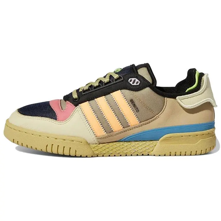 Men's Adidas Forum PowerPhase 'Catch and Throw' x Bad Bunny Limited Ed. Colorblock Lace-Up Athletic Sports Shoes, Closed Round Toe, Snug Fit, True Size, Breathable Mesh Footwear, No Excessive Bulk Casual Streetwear Trainer