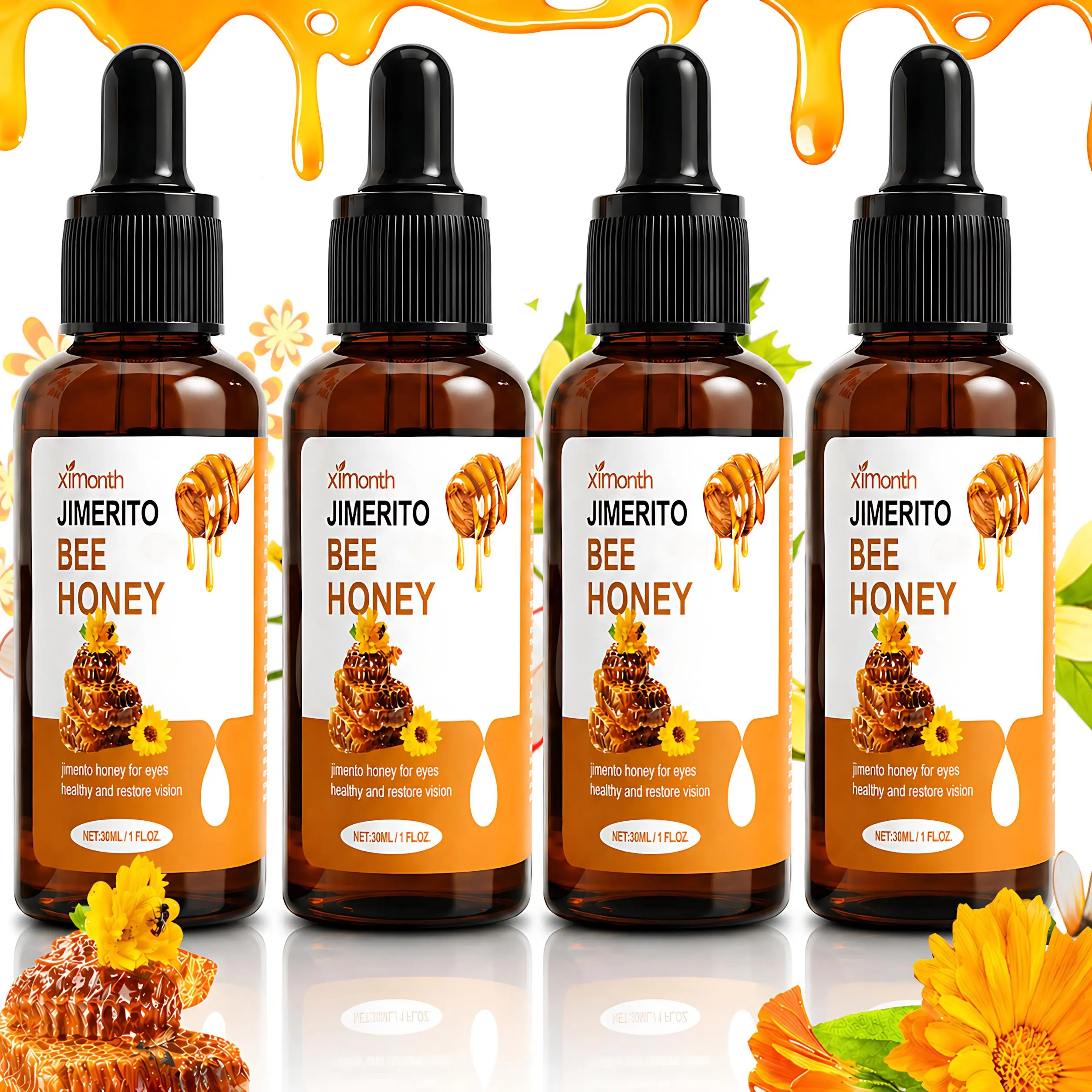 Jimerito Honey Eye Drops Moisturizing Honey Eye Drops Effective 7-Day Eye Care Serum Fast-Acting Soothing Lotion Daily Use Eye Cream Limited Time Rejuvenating - Contact Lens Solution Eyedrops Eye Health Products, Gentle, Hydrating